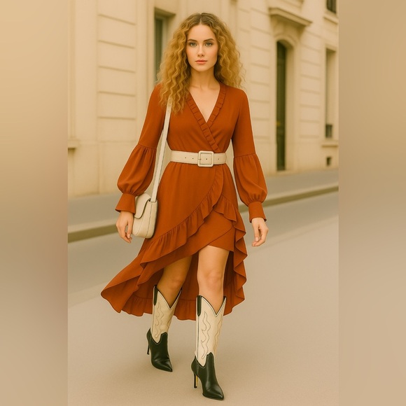 INC Hayleigh Knee-High Cowboy Vegan Boots | Black & Bone Size 6.5M | NWB - Picture 3 of 10